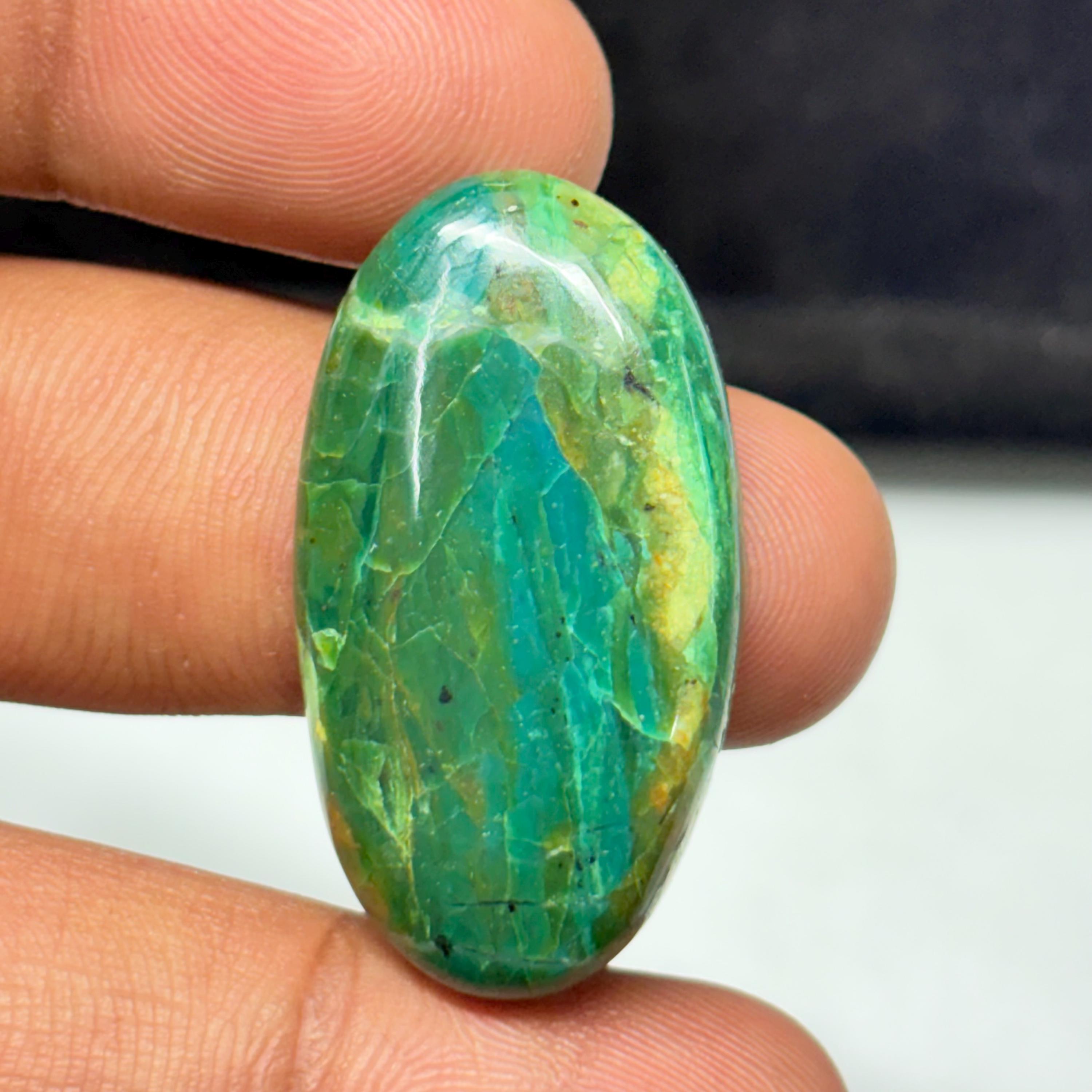 Blue Opalized Petrified Wood Cabochon: Peruvian Opalina Gemstone