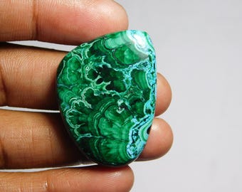 Azurit-Malachit-Cabochon, handgefertigter Edelstein (36 x 26 mm)