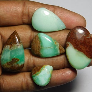 Chrysoprase Cabochon Lot: Handmade Green Gemstone (111 Cts Total)