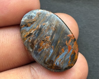 AAA Pietersit-Cabochon: Handgefertigter Naturedelstein (29 x 19 mm, 26 Karat)