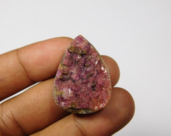 Pink Cobalto Calcite Druzy Cabochon, Natural Gemstone (31X22mm)