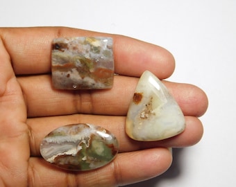 Chalcedony Cabochon Lot (77 Cts), Handmade Gemstone Set
