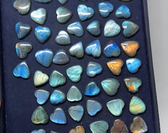 Heart Labradorite Cabochons: Natural Blue Gemstone, Handmade