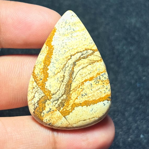 Picture Jasper Cabochon: Natural Gemstone, Handmade (45x32mm