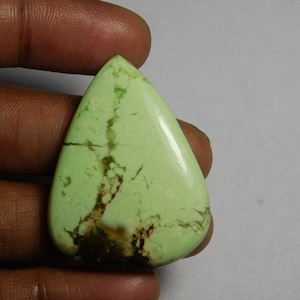 Lemon Chrysoprase Cabochon: Handmade Gemstone, 68Cts (41X30mm)