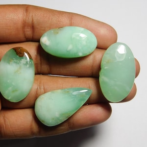 Chrysoprase Cabochon Lot (111 Cts): Green Gemstone, Handmade