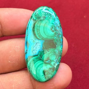 Chrysocolla Malachite Cabochon: Handmade Gemstone (47X24mm, 92Cts)