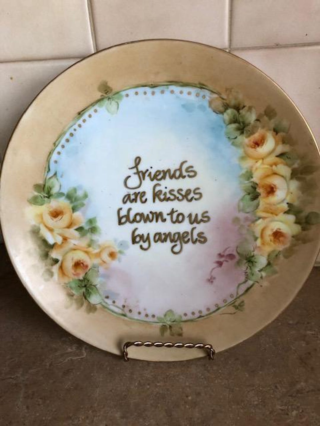 FRIENDSHIP FRIEND PLATE With Quote Surrounded With Roses - Etsy