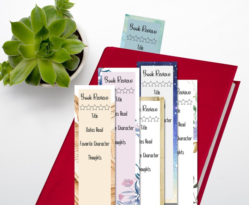 Printable Watercolor Bookmarks for Book Review Great Gift Etsy