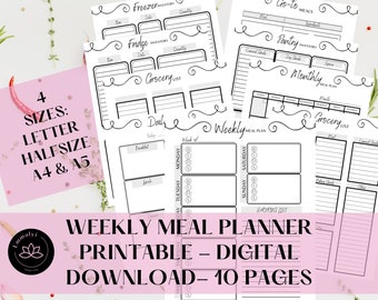 Weekly Meal Planner Printable Letter & A4 Planner Insert - Etsy