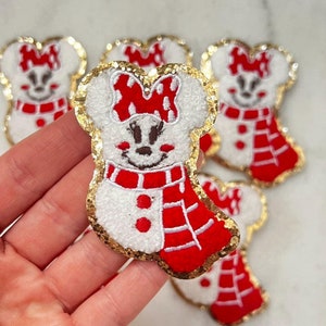 2.75” Snowman Minnie Mouse Self-Adhesive Chenille Disney Patch Christmas Theme Park DIY