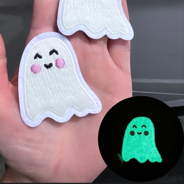 GLOW in the Dark 2.2” Halloween Ghost Self Adhesive Iron On Patch DIY