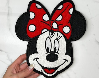8” Minnie Mouse Embroidery Patch Iron On Patch DIY