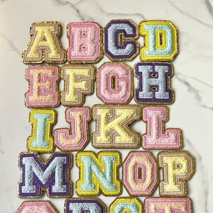 2.25” Chenille ADHESIVE Glitter Letter Patches Initial Patch Monogram