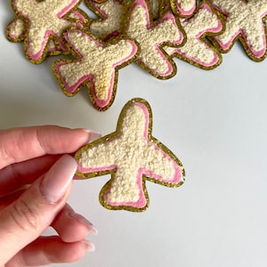 2.2&quot; Airplane SELF ADHESIVE Sticker Chenille Glitter Plane Patch DIY Gift