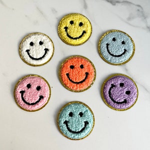 2.2&quot; Smiley Chenille Glitter Patch DIY Geschenk