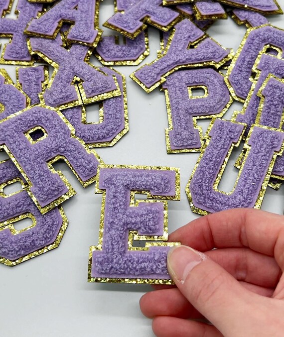 PURPLE 2.4 SELF ADHESIVE Chenille Glitter Letter Patch - Etsy