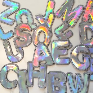 Holographic &quot;Shimmer&quot; Vinyl Letter Patch ADHESIVE 2.3&quot; 3M Patch DIY