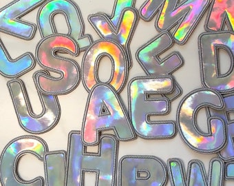 Holographic "Shimmer" Vinyl Letter Patch ADHESIVE 2.3" 3M Patch DIY