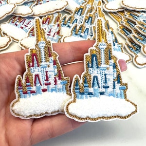 2.7” Castle Chenille Embroidery Patches Self Adhesive Iron On Patch DIY