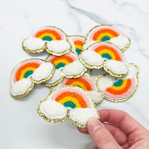 2.4&quot; Petit Arc-en-Ciel AUTO-ADHÉSIF Chenille Glitter Lettre Patch DIY