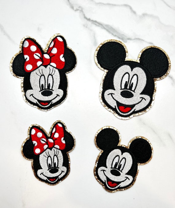 Glitter Mickey Mouse Minnie Mouse 3M Embroidery Patch DIY