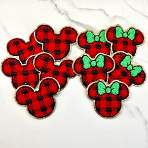 3” Christmas Mickey Minnie Self-Adhesive 3M Chenille Disney Patch Theme Park DIY
