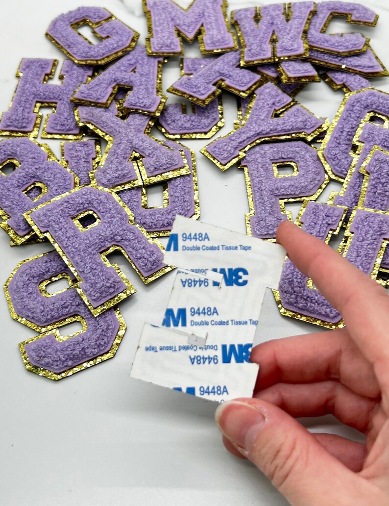 PURPLE 2.4 SELF ADHESIVE Chenille Glitter Letter Patch - Etsy