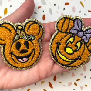 2.5” Halloween Pumpkin Mickey Minnie Self-Adhesive 3M Chenille Patch Fall Theme Park DIY