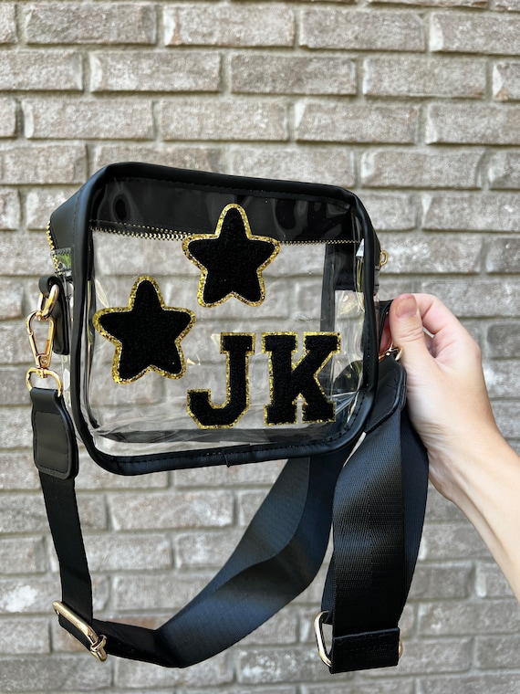 Personalized Clear Bag with Chenille Letters, Clear Crossbody Bag