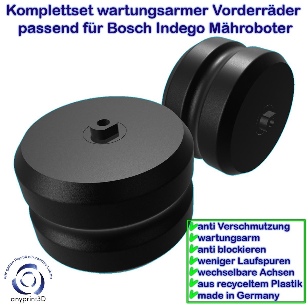 Kompletny zestaw bezobsługowych kół przednich pasujących do Bosch Indego 300 350 400 500 700