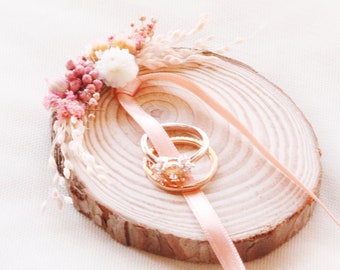 Door wedding rings log of wood and dried flowers "Rustic Apricot" rustic wedding country wedding country chic countryside rustic wedding