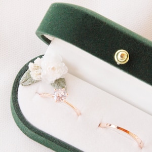 Green velvet wedding ring box with dried flowers "My green wedding" wedding green wedding velvet ring box velvet wedding ring box