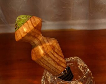 Spalted ash bottle stopper with stone inlay