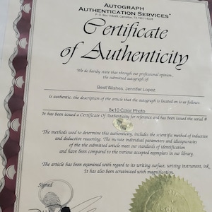 Jenniferr Lopez Authentic Autograph - Etsy