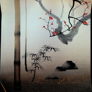 Japanese Wallpaper Sample 1950s Japan Bamboo and Mountains