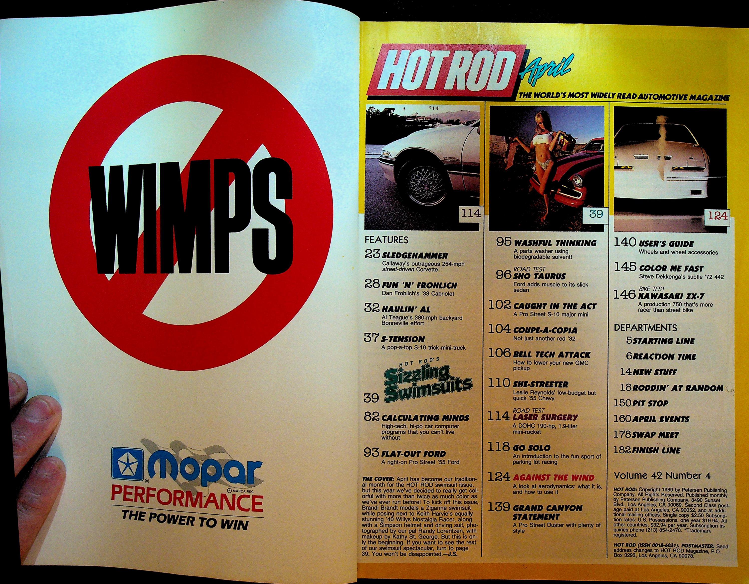 Hot Rod April 1989 Swimsuit Issue Corvette Ford Taurus Al Teague