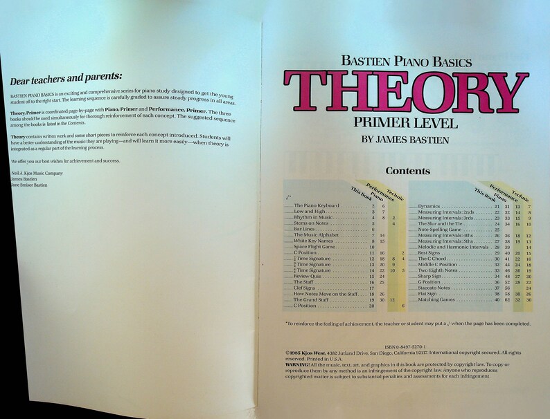 Bastien Piano Basics Theory Premier Level by James Bastien - Etsy