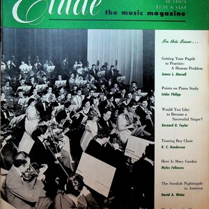 The Etude Music Magazine April 1952 Jenny Lind