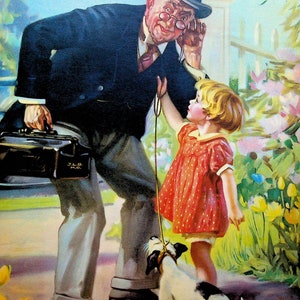 Old Country Doctor Print Little Girl Puppy Dog The Tip Off