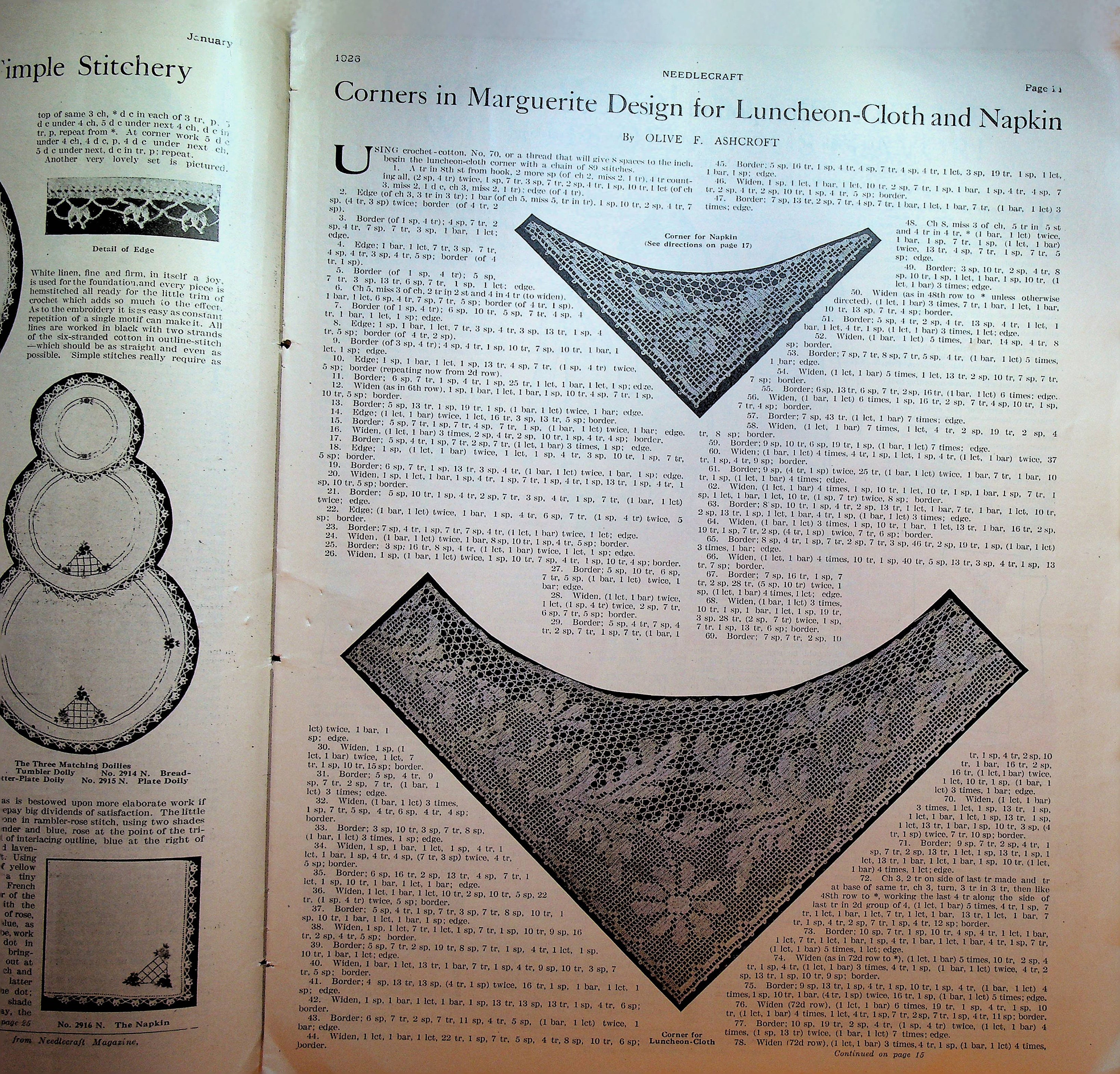 Needlecraft Magazine January 1926 Linens Fashion - Etsy