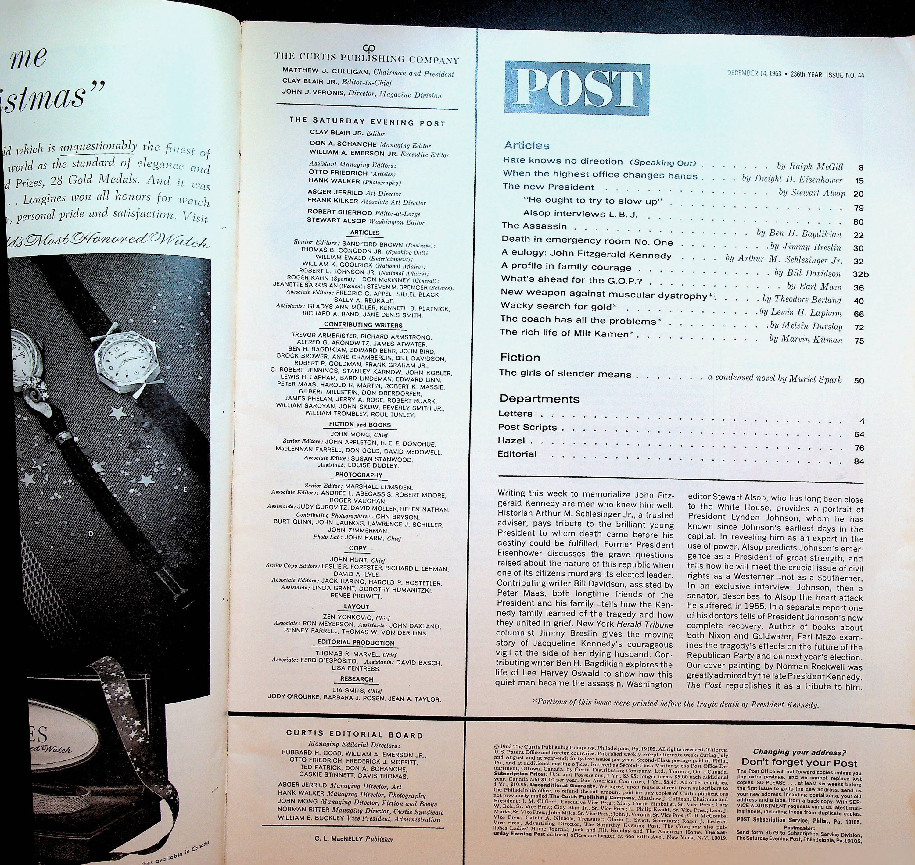 Saturday Evening Post December 14 1963 JFK in Memoriam John F