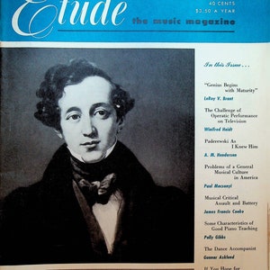 Etude the Music Magazine November 1953 Felix Mendelssohn Bartholdy Paderewski