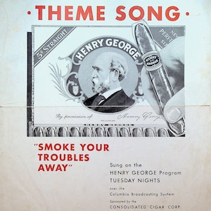 Smoke Your Troubles Away Henry George Zigarren Theme Song Sheet Musik 1930