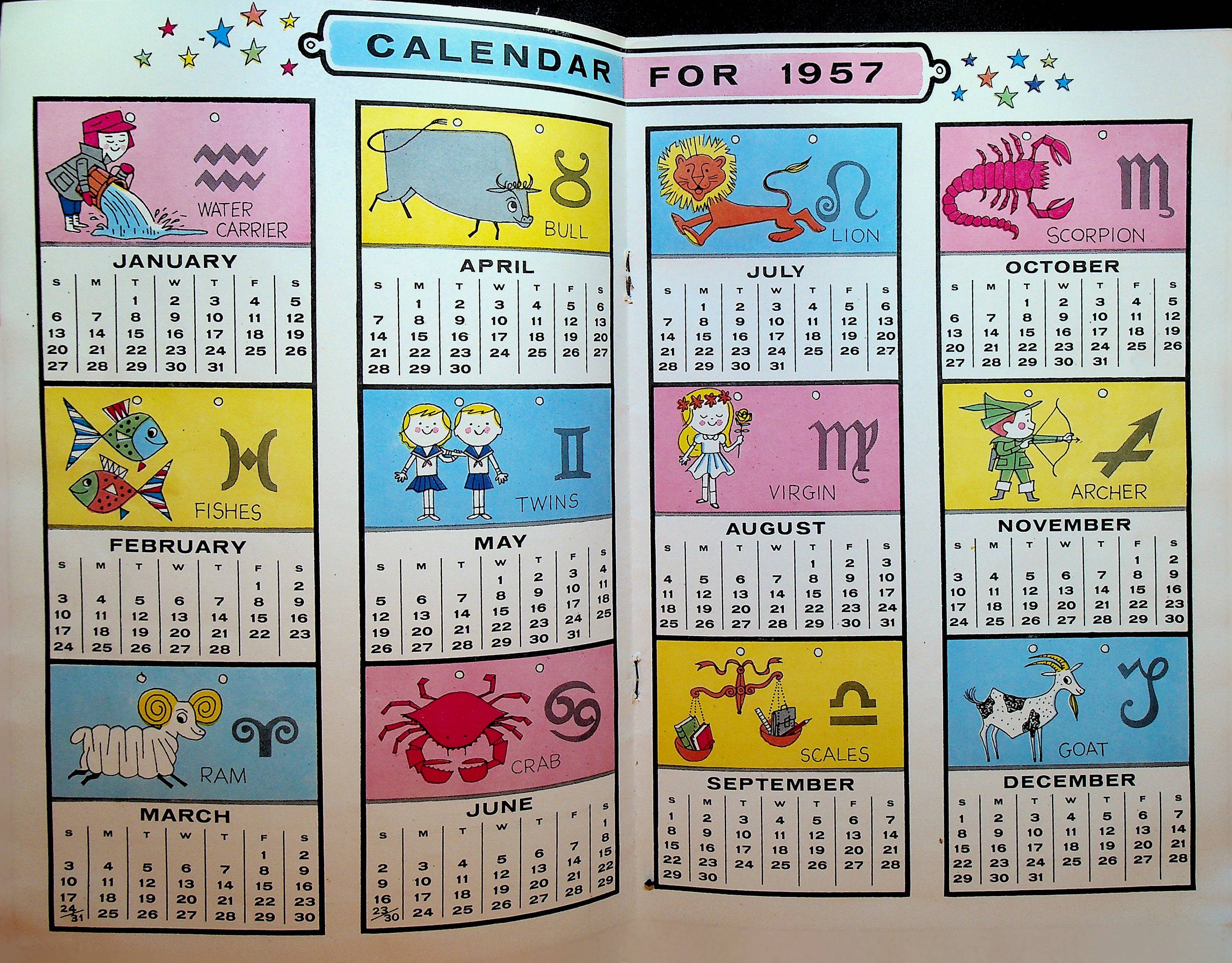 カレンダー/スケジュール 04_MOGRA ORIGINAL CALENDAR 1957 Calendar | eBay