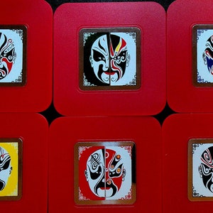 Chinese Opera Mask Coaster Set of Six in Box