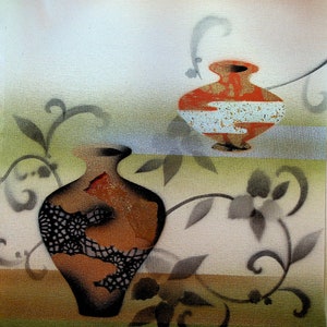 Japanese Wallpaper Sample 1950s Japan Vases