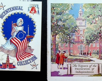 Patriotic Booklet Lot of 2 Declaration of Independence & Bicentennial Collection Betsy Ross Flag