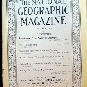 National Geographic Magazine January 1921 Warm Sea Fish Gulf Stream Afghanistan