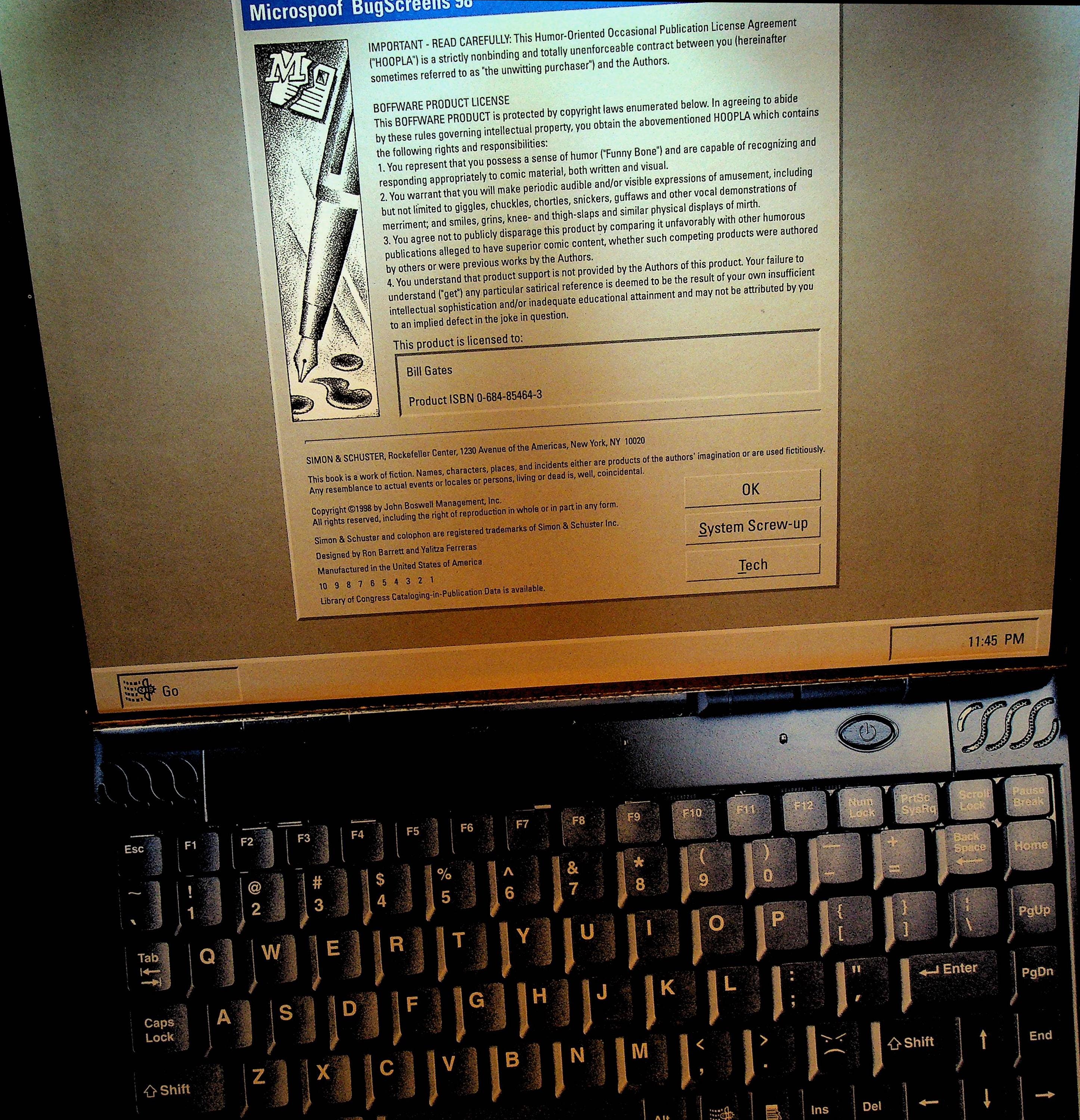 Bill Gates Personal Super Secret Private Laptop HC Humor Book